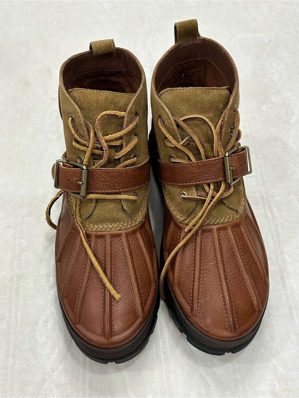 Polo by Ralph Lauren Brown and Tan Leather Duck Boots